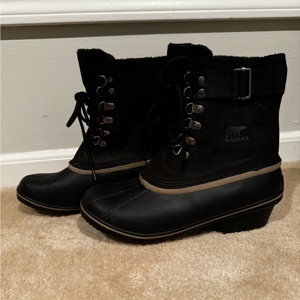 Sorel Winter Fancy Lace II Snow Boots, Black, Women's 8.5